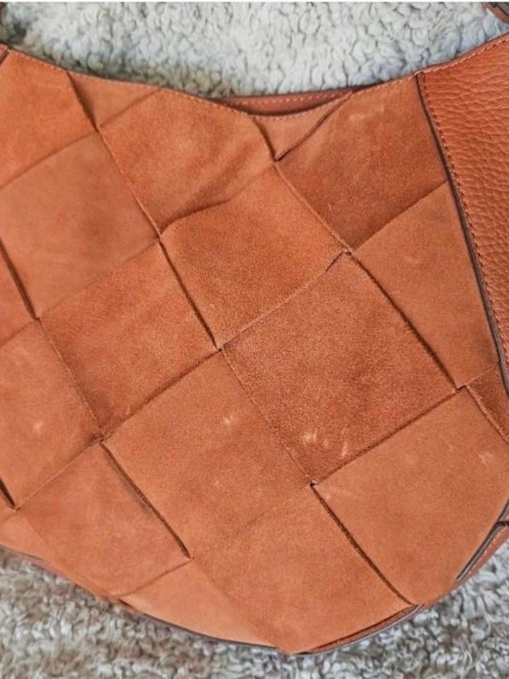 Treasure & Bond Woven Suede Shoulder Bag in Rust Orange - Picture 3 of 8